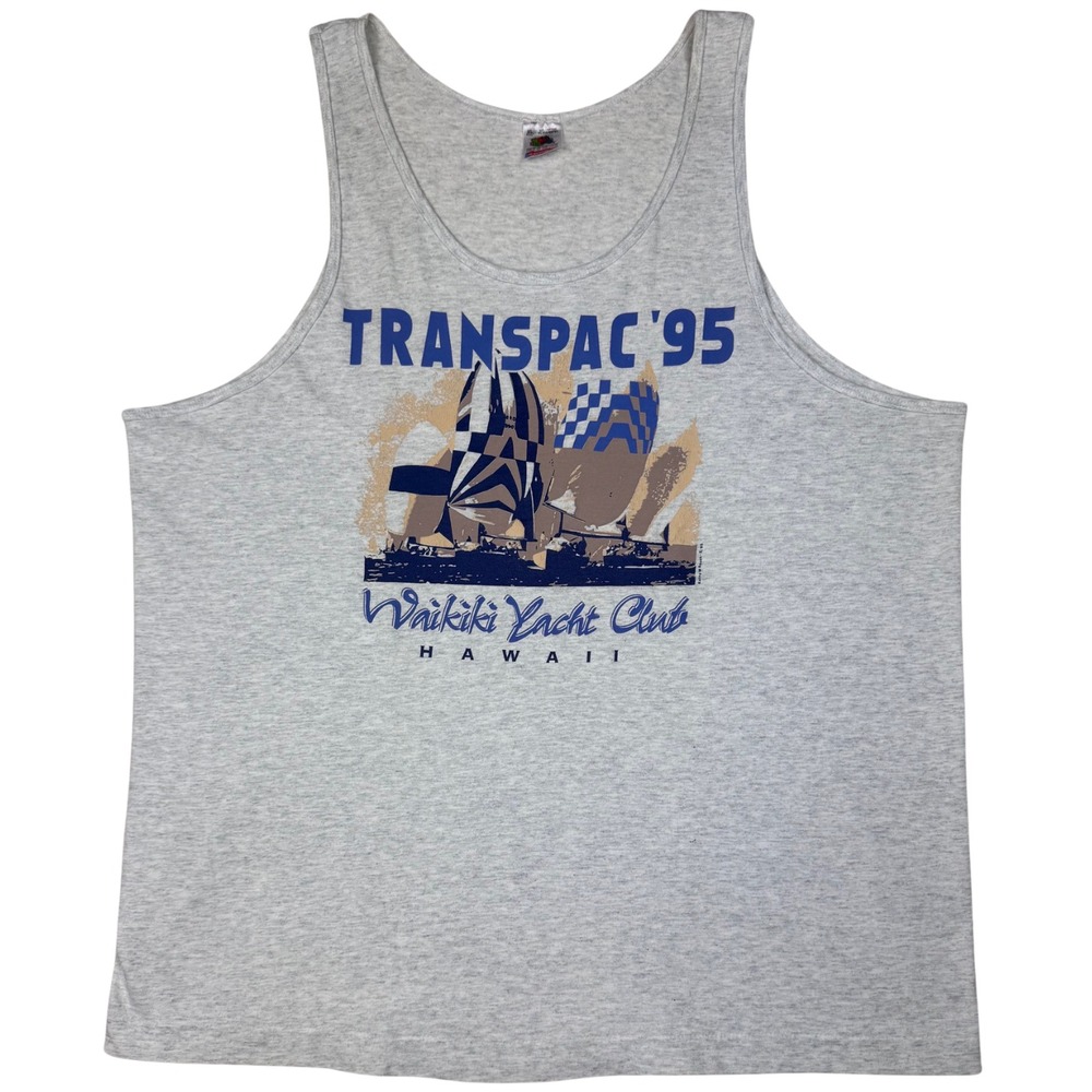 Vintage 90s Transpac‎ 95 Tank Top Single Stitch Waikiki Yacht Club Hawaii XL USA